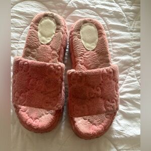 Gucci Blush Pink Embossed Slippers